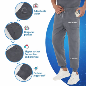 Men’s Athletic <b>Scrub</b> Set V-Neck <b>Top</b> & Jogger Pants – Stretch Medical Nursing Uniform with 8 Pockets - Product Image 3