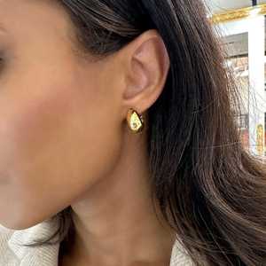 Pendientes Huggie con Diseño de Cúpula Abombada, Oro Sólido de 14k y 18K, Gruesos y Atrevidos, para Uso Diario, de Lujo, con Forma de Lágrima, Joyería Fina - Product Image 5