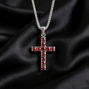 Collier pendentif croix en argent 925 pour homme avec diamants Moissanite multicolores, bijoux de luxe - Product Image 2