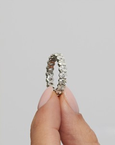 Prong Set 4mm Full Eternity <b>Rings</b> Custom 925 Sterling <b>Silver</b> Oval Cut Lab Grown Diamond Wedding <b>Stacking</b> Nesting Band Wholesale - Product Image 4