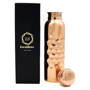 Botella de Agua de Cobre 100% Hecha a Mano de 950 ml con Patrón de Diamantes, a Prueba de Fugas, con Logotipo Personalizado, Apta para Lavavajillas, Ecológica y Saludable - Product Image 3