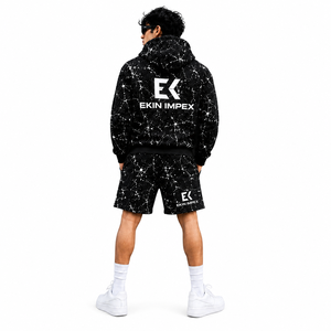 EKIN IMPEX Conjunto de Sudadera con Capucha y Pantalones Cortos con Estampado de Galaxia Estrellada para Hombre – Ropa Deportiva Informal con Diseño de Logotipo - Product Image 4