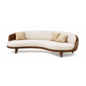 Sofá de Madera de Teca Sólida Curvada de Lujo y Duradera, de Una Plaza, Muebles Modernos para Sala de Estar, Tapizado, de Diseño, para Hotel, Villa o Apartamento - Product Image 1