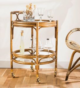 Luxury Handmade Rattan Kitchen <b>Serving</b> <b>Trolley</b> Cart With Wheels For Restaurant And Home Dining Spaces - Product Image 1