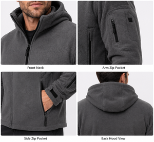 Custom Design <b>Men's</b> Fleece Zipper <b>Jackets</b> Tactical Sport <b>Warm</b> Fleece Hoodie Outdoor Windproof <b>Warm</b> Winter Coats Workwear Hoodie - Product Image 3