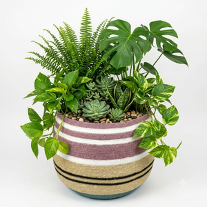 2 Macetas Tejidas a Mano de Hierba Marina con Patrón de Rayas para Decoración de Jardín Interior y Exterior, Macetas y Jardineras - Product Image 4
