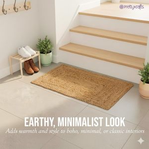Hausattire Eco-Friendly Hand Woven Coir Braided <b>Rug</b> Machine Washable Durable Boho Style Entrance Doormat for Home Outdoor - Product Image 5