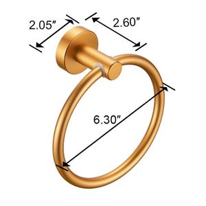 Anello Portasciugamani Moderno Dorato in Alluminio Spaziale Spesso, Finitura Spazzolata, per Bagno e Cucina, Ideale per Hotel - Product Image 6