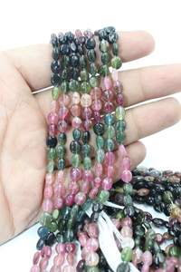 100% cuentas de forma ovalada suave de turmalina múltiple Natural 4*6MM hebras lisas cuentas de turmalina para la fabricación de joyas - Product Image 6