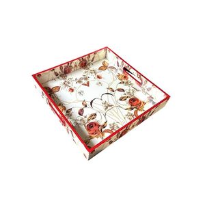 Bandeja de Madera Floral Hecha a Mano con Asas Recortadas, Bandeja Cuadrada Decorativa para Desayuno, Té, Café y Aperitivos para el Hogar y la Cocina - Product Image 6