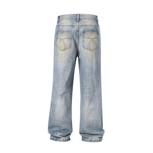 Vaqueros de mezclilla para hombre, modernos, de lavado claro, con pedrería, cristales de colores, de pierna recta, estilo urbano, pantalones casuales - Product Image 2