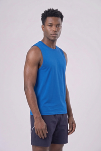T-shirt sans manches pour homme, idéal pour la gym, le yoga et l'exercice, coupe sportive, en polyester écologique, col rond, haut de sport pour homme - Product Image 5