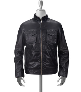 Premium Genuine Leather Eco-Friendly Winter Jackets <b>Men</b> Stand Collar Waterproof Zipper Front Casual Motorcycle Biker Style - Product Image 4