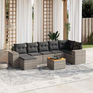 Conjunto de Sofás de Jardín de Ratán Gris Oscuro, 6 Plazas, Muebles Contemporáneos para Exteriores - Product Image 3