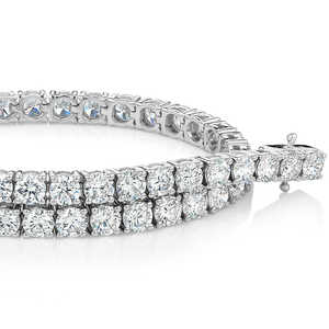 Bracelet tennis double rangée en or massif 14 carats plaqué rhodium avec diamants de laboratoire de 7,04 carats pour femme – Luxe brillant pour mariage et anniversaire - Product Image 4
