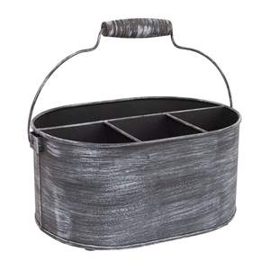 Portacubiertos galvanizado vintage para decoración de cocina tradicional que crea un aspecto clásico con un diseño metálico funcional. - Product Image 1