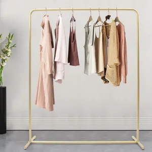 Minimalist Standing Clothing Organizer Rectangle Aluminum Metal <b>Rack</b> Single Tier for Wardrobe Space Saving Design - Product Image 4