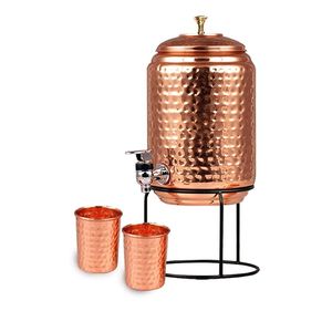 Distributeur d'eau ayurvédique en cuivre, réservoir de stockage en cuivre fait main avec robinet pour la maison, l'hôtel, le restaurant, le bureau, OEM, ODM, exportation - Product Image 3