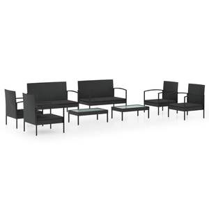 Conjunto de Muebles de Jardín de Ratán PE Negro con Acero con Recubrimiento en Polvo y Vidrio, Muebles de Exterior Premium - Product Image 2