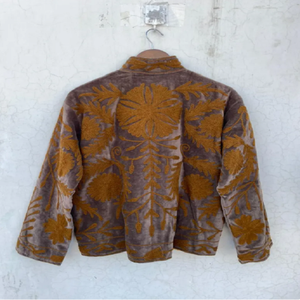 Opulent Suzani <b>Velvet</b> Breathable Cotton Bohemian Womens <b>Jacket</b> with Intricate Floral Embroidery Ethnic Inspired Outerwear - Product Image 6