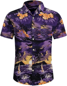 Camisa de verano para hombre, camisa de playa con estampado tropical y botones de manga corta - Product Image 2