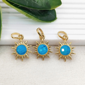 Juego de Colgantes con Forma de Sol de 6mm, Chapados en Oro Rosa, con Piedras Preciosas Redondas, para Fabricación de Joyería Artesanal, Venta al Por Mayor - Product Image 3