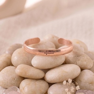 Handmade <b>Engraved</b> Cross Pure Copper Cuff <b>Bangle</b> Bracelet Solid Metal Copper Craft Christian Religious Jewelry For Men Women OEM. - Product Image 4