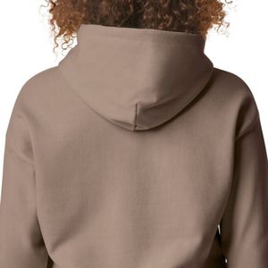 Sweat à capuche pour femme en molleton marron moka à manches longues avec poche kangourou, décontracté, logo personnalisable, vente en gros - Product Image 3