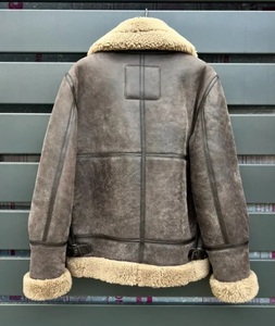Chaqueta de Invierno para Hombre, Estilo B3 Vintage, OEM, al por Mayor, de Cuero Genuino, Forro de Piel de Oveja, Chaqueta de Aviador Cálida y Gruesa, con Logotipo Personalizado - Product Image 3