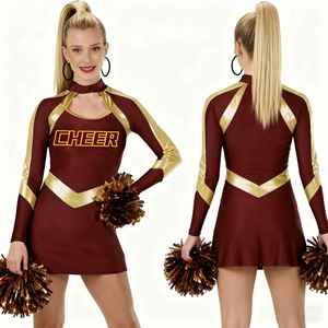 Conjunto Moderno de Top sin Mangas con Rayas Estampadas y Minifalda 100% Poliéster para Uniforme de Animadoras de Equipos Deportivos Universitarios - Product Image 1