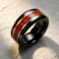 Bague en carbure de tungstène noir avec incrustation de bois pour femmes et hommes, alliance confortable, bijou de fiançailles et de promesse