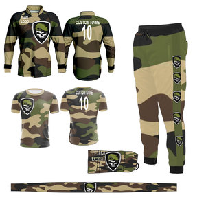 Ensemble personnalisé de vêtements de paintball avec sublimation intégrale : maillot à manches longues, maillot à manches courtes, pantalon de jogging, masque facial et bandeau pour équipe - Product Image 2