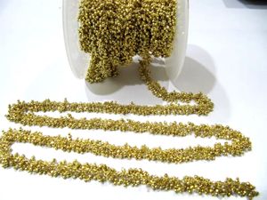 Cadena de cuentas facetadas Rondelle de latón dorado natural de 2 mm con colgante en forma de racimo - Product Image 3
