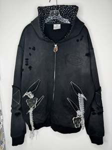 Sweat à capuche pour homme, fabricant de vêtements OEM, sweat à capuche personnalisé en polaire, sweat à capuche en coton épais avec fermeture éclair, sweat à capuche imprimé délavé à l'acide, sweat à capuche zippé pour homme - Product Image 5