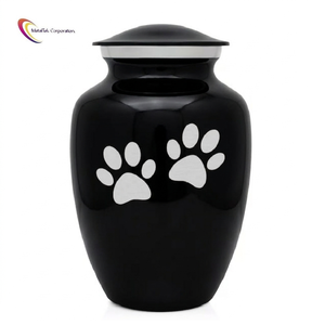 Urnes funéraires pour animaux de compagnie en métal noir de qualité supérieure, élégantes, durables, avec couvercle sécurisé, souvenir commémoratif pour les cendres de chiens et de chats, couleur personnalisée, double patte - Product Image 1