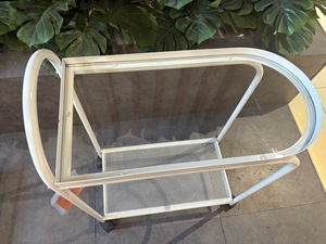 Modern Steel Rolling Cart with Glass Top and Mesh Shelf Four-Wheel Movable Storage <b>Trolley</b> - Product Image 5