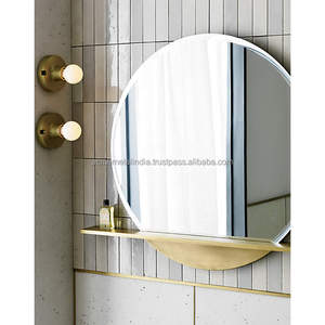 Miroir mural pour salle de bain en laiton rond couleur or Miroir mural intérieur en métal Design élégant à prix de grossiste en Inde - Product Image 4