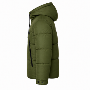 Veste d'hiver matelassée personnalisée pour homme, résistante à l'eau, avec capuche, logo brodé, vêtements d'extérieur, fabrication en usine - Product Image 2