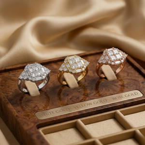 Bague de fiançailles et de mariage pour femme en or blanc 18 carats avec diamant véritable taille princesse, petit grappe de diamants, design populaire, haute qualité, délai de livraison court - Product Image 5