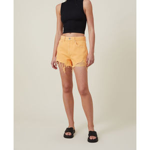 Shorts de mezclilla de algodón transpirables para mujer, nuevos, a la moda, con rotos naranjas, precio de fábrica al por mayor, personalizables - Product Image 6