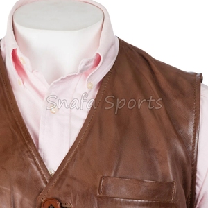 Custom Style Men's 100% Genuine Leather Vest Custom Colors Logo High Quality Plus Size Custom Design Leather Vest - Product Image 3