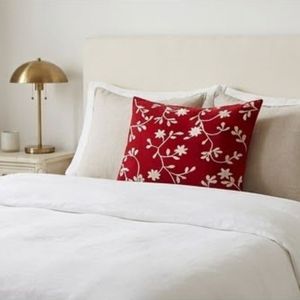 Best Selling Products <b>Red</b> Floral Embroidered Cotton <b>Throw</b> Pillow Rectangle Washable Decorative Cushion Cover - Product Image 6