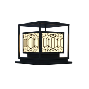 ไฟเสาประตู LED รุ่น E27 IP65 ลายคลื่นทันสมัย ตกแต่งบ้านพักตากอากาศกลางแจ้ง สีดำ เหล็กเคลือบสีฝุ่นคุณภาพสูง แสงวอร์มไลท์ - Product Image 1