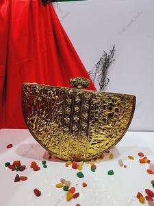 Pochette demi-lune en nacre indienne avec cadre en laiton et travail de fil de cristal, sac de soirée de luxe pour mariage, cadeau d'anniversaire - Product Image 5