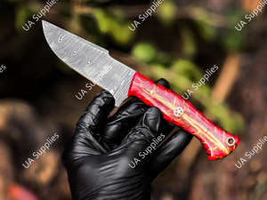 มีดดาบเหล็กดามัสกัส ลายบิดเกลียว ความแข็ง 58 HRC คมกริบ ใบมีดแบบฟิกซ์ ด้ามจับทรงกรวยสน สำหรับตั้งแคมป์ กิจกรรมกลางแจ้ง และล่าสัตว์ - Product Image 2