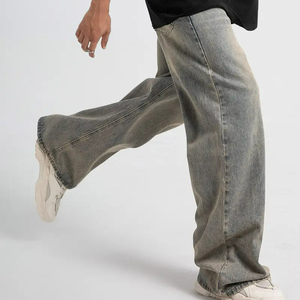 Pantalones de mezclilla de cintura media, estilo lápiz, lavado a la piedra, de algodón, corte holgado, estilo casual de otoño, para hombre, con botones, ligeros y transpirables - Product Image 4