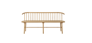 Banc de salle à manger en teck au design moderne, banc en bois à lattes ouvertes avec poignées latérales enveloppantes - Product Image 2