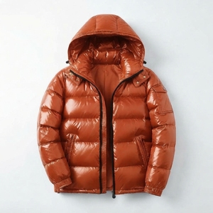 <b>Mens</b> Glossy Hooded Puffer Jacket Winter Warm Quilted Coat Water Resistant Custom Logo Casual Outdoor Streetwear Wholesale Export - Product Image 5