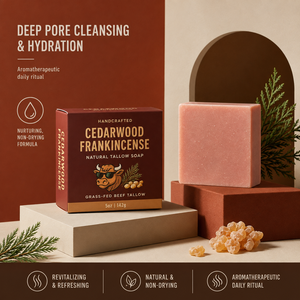 สบู่ซีดาร์วูดแฟรงคินเซนส์ บาร์สมุนไพรธรรมชาติสำหรับอาบน้ำ พร้อมน้ำมันหอมระเหยอโรมาติก และกลิ่นหอมแบบไม้ที่ติดทนนานจากธรรมชาติ - Product Image 4