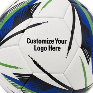 Ballon de football personnalisable, motif blanc bleu vert, ballon d'entraînement durable, 0,4-0,45 kg, emballage en boîte cartonnée - Product Image 2